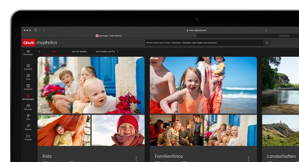 Collage von Familienfotos in einer digitalen Galerie