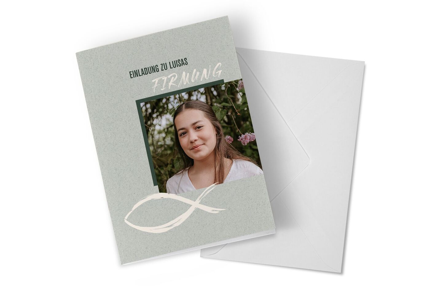 Einladungskarte zur Firmung mit floralem Design.