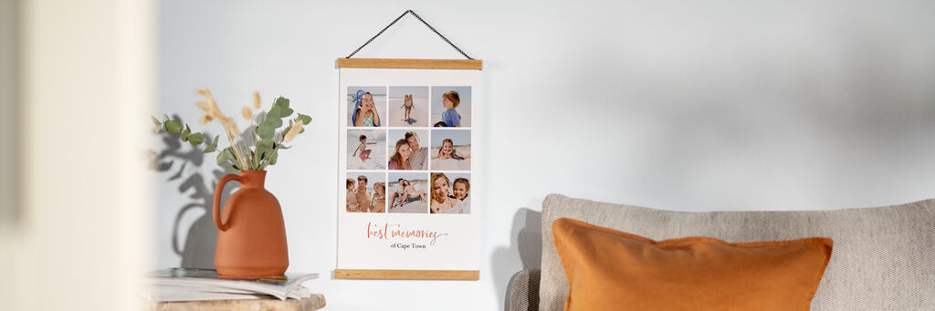 Wandbild mit mehreren Urlaubsfotos, die Momente der Freude festhalten