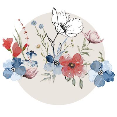 Bunte Aquarellblumen in sanften Farben auf hellem Hintergrund
