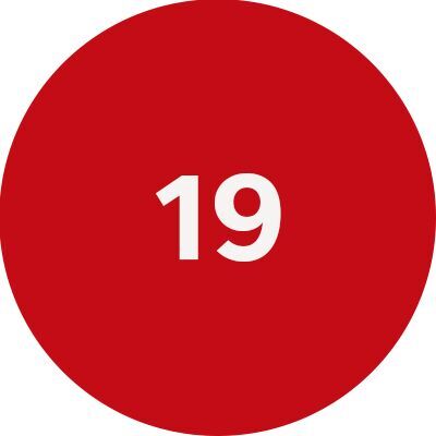 Ein roter Kreis mit der Aufschrift "19".