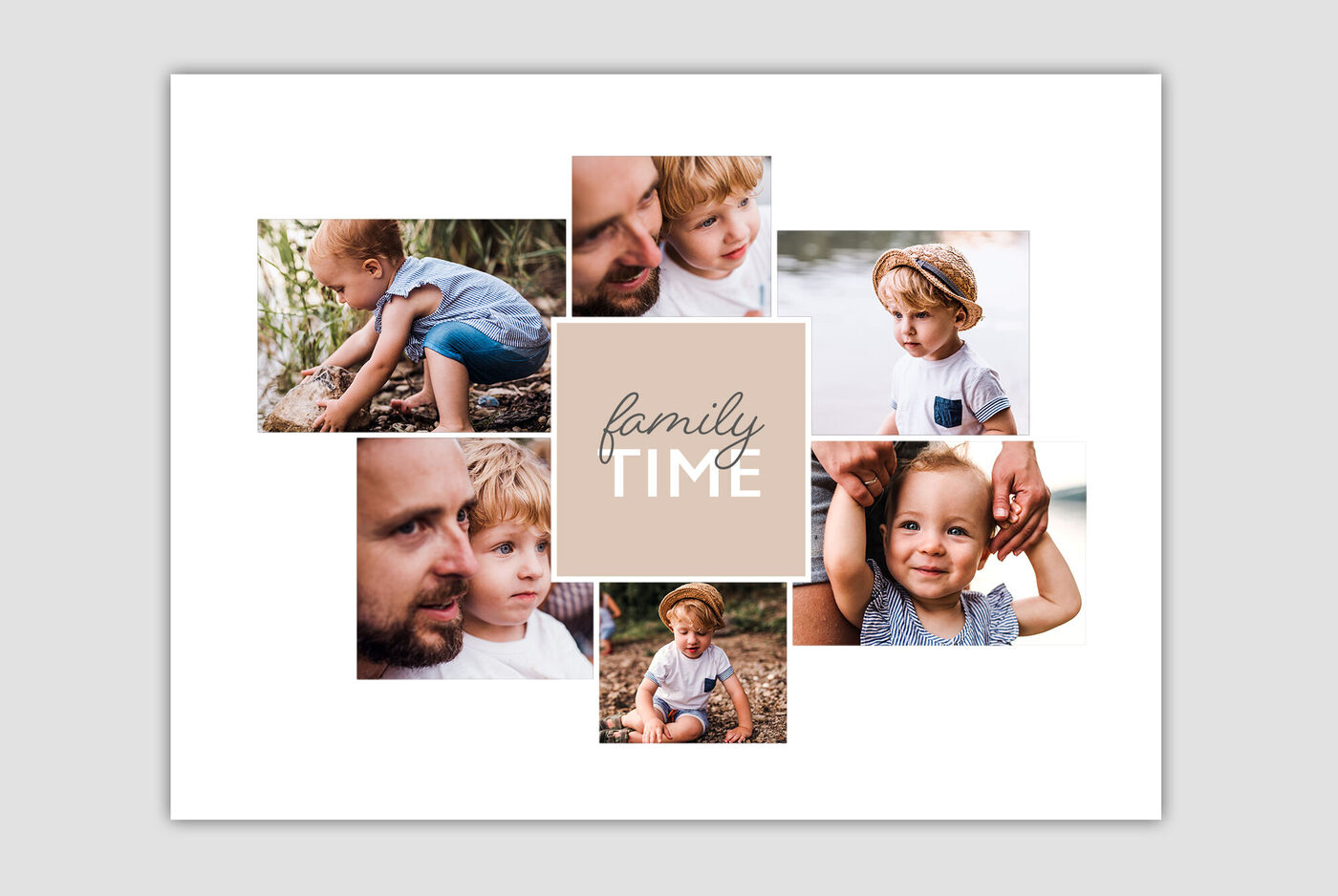 Collage von Familienmomenten am Strand, leider sind die Gesichter unscharf.