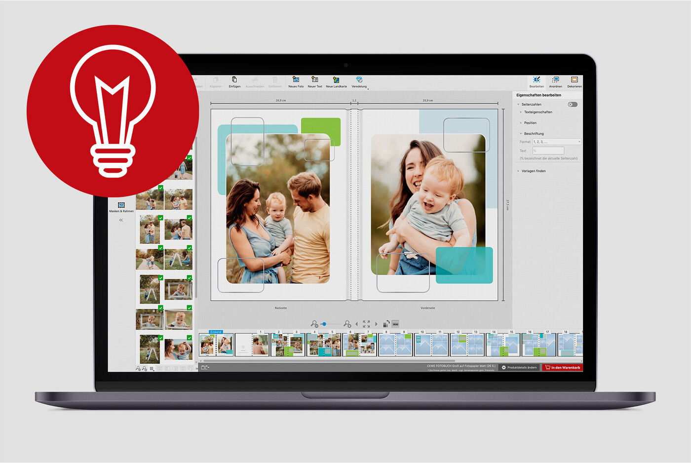 Personen gestalten kreative Fotobücher am Computer
