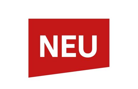 Das Bild zeigt das Wort 'NEU' in großen, weißen Buchstaben auf rotem Hintergrund.