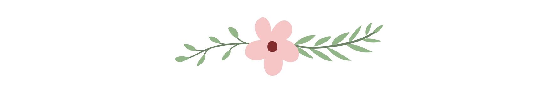  Ein zartes, pinkfarbenes Blumenmotiv mit grünen Blättern auf weißem Hintergrund 
