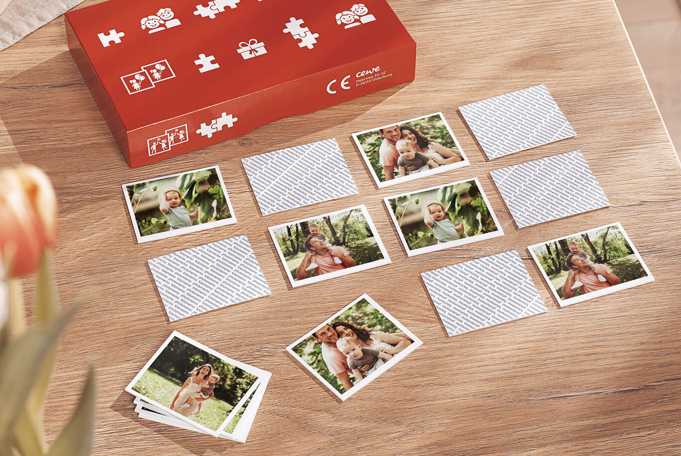 Liebevoll gestaltetes Fotospiel mit Erinnerungsfotos und Puzzlebox