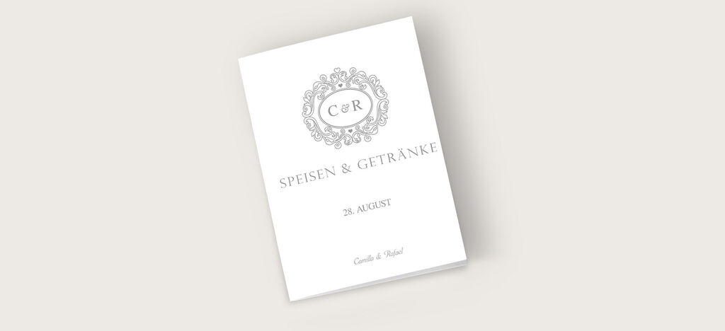 Elegante Speisen- und Getränkekarte für eine Feier