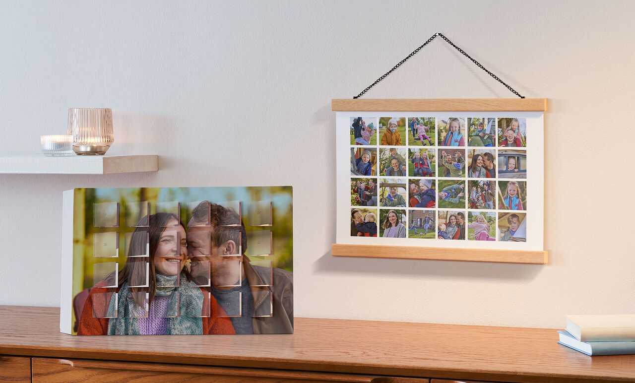 Ein schönes Fotobuch und eine Rahmen mit Fotos.