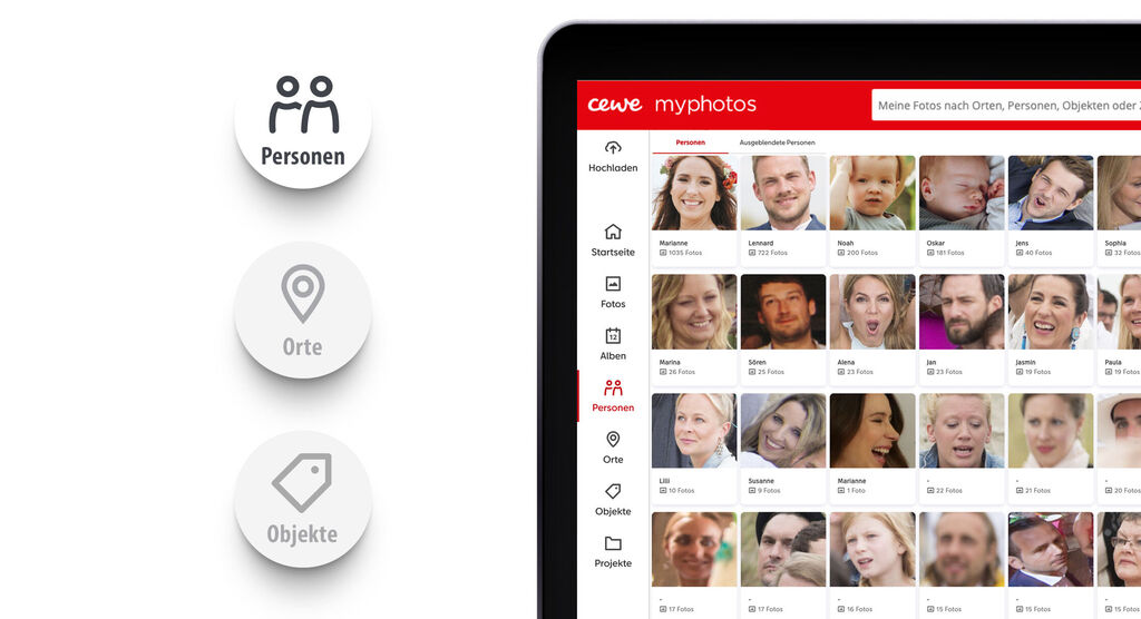 Übersicht der Funktionen auf der CEWE myphotos Plattform im Kontext von Fotobearbeitung