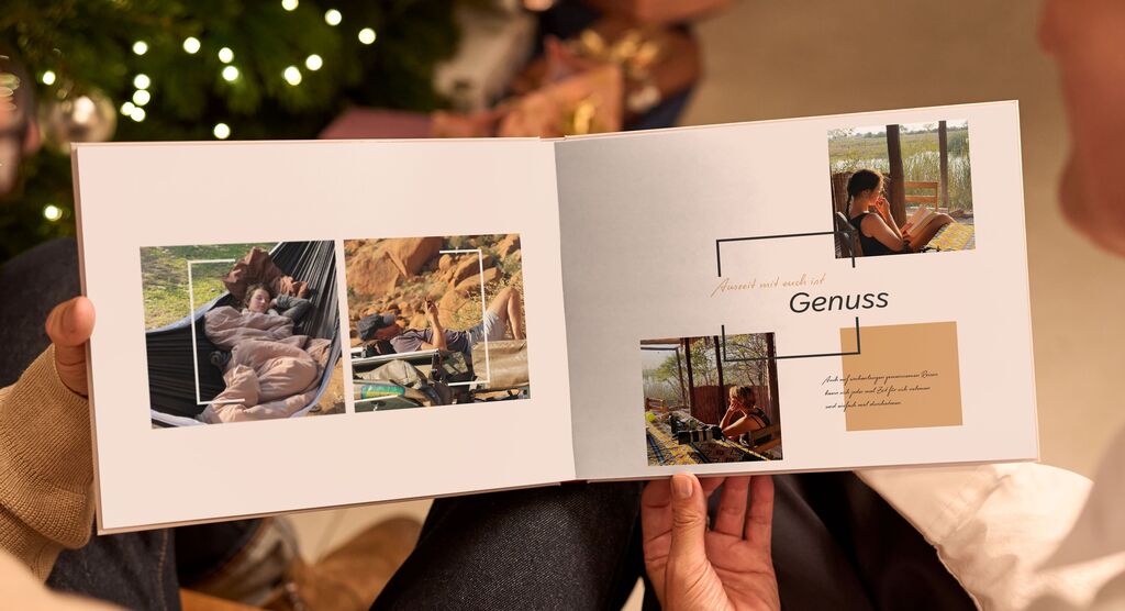 Ein wunderschönes Fotobuch mit Urlaubserinnerungen, das liebevoll gestaltet ist