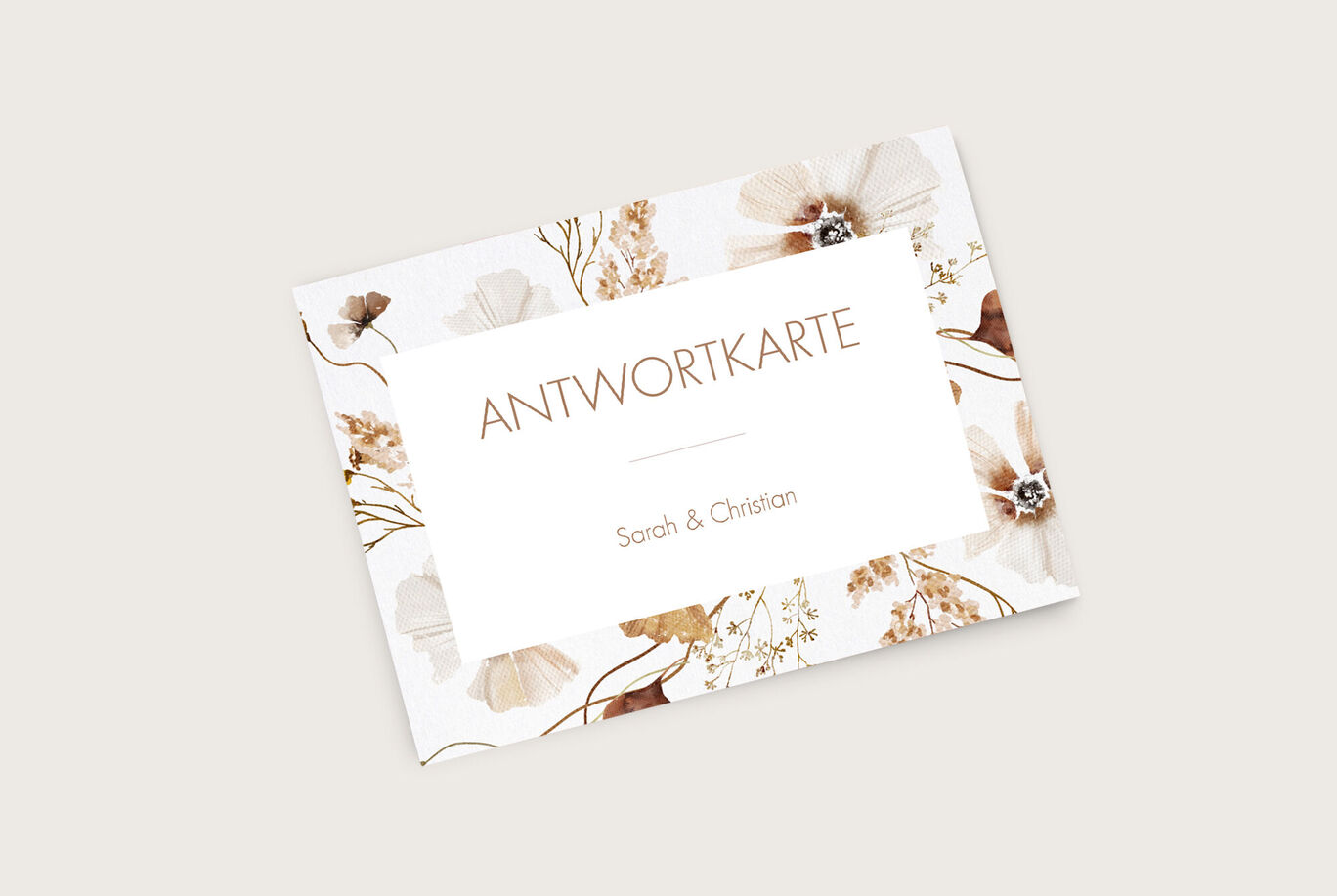Antwortkarte mit floralem Design und Namen Sarah & Christian