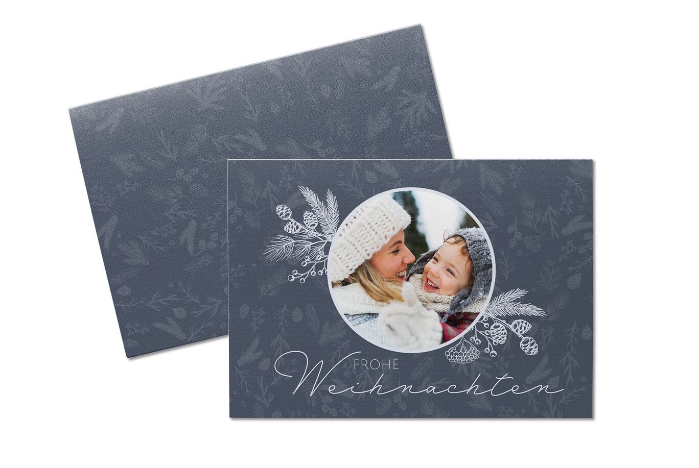 Weihnachtsgrußkarte mit festlichem Design und Innenseite
