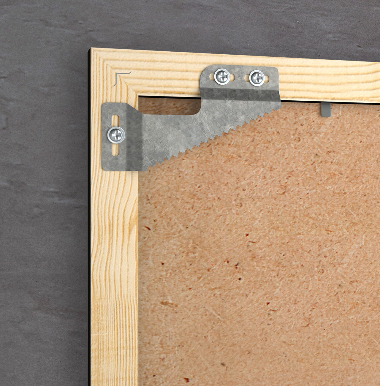 Befestigungselement für einen Bilderrahmen aus Holz