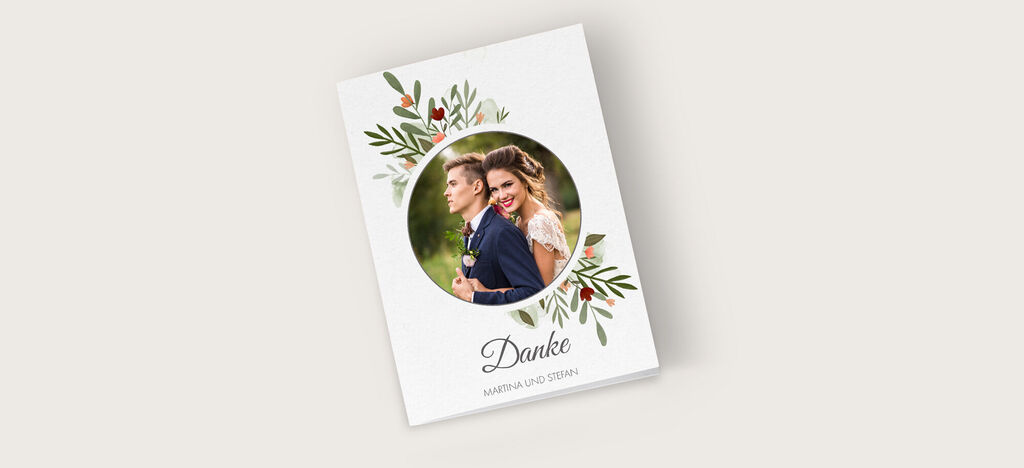 Wunderschöne Dankeskarte mit floralen Akzenten
