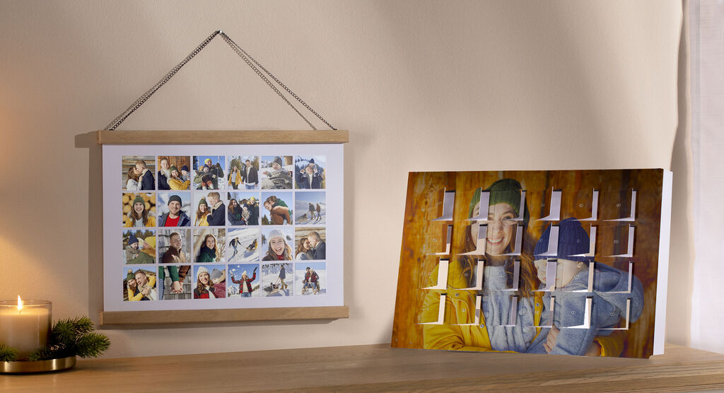 Wandbild mit verschiedenen Foto-Schnappschüssen von Freunden, die gemeinsam Freude teilen