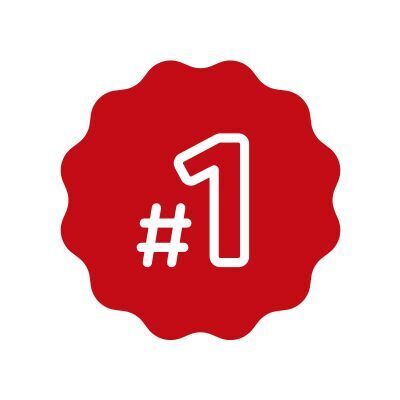 Eine rote Medaille mit der Nummer Eins, die für den ersten Platz steht.
