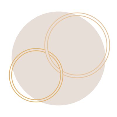 Zwei überlappende Ringe auf einem sanften, beige Hintergrund