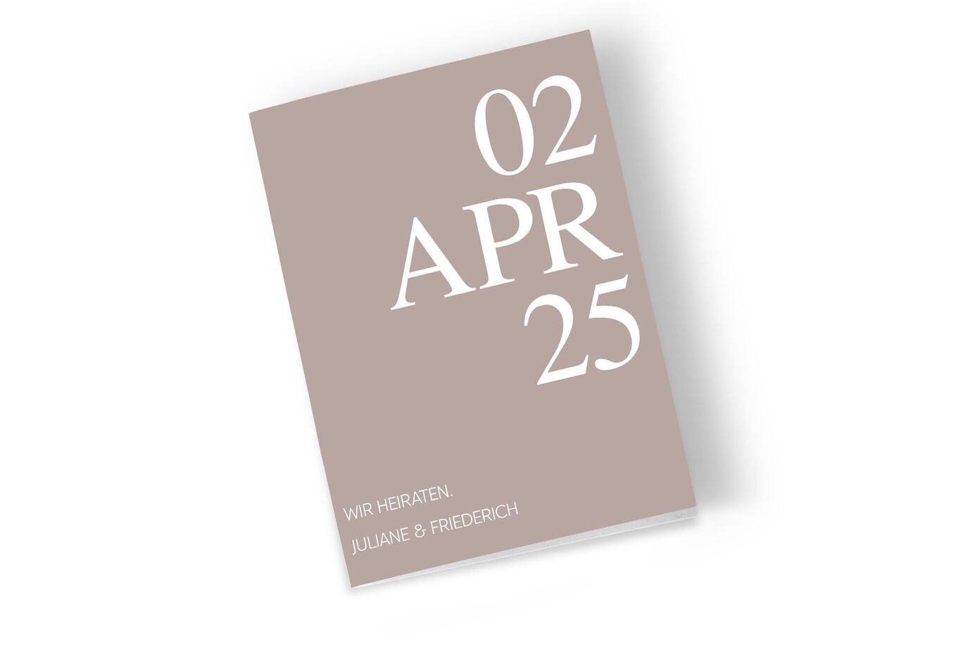 CEWE Grußkarte mit großem Hochzeitsdatum 02 APR 25 und Namen Juliane und Friederich