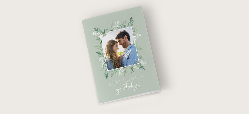Ein wunderschönes Grußkarten-Motiv mit floralem Design und einem persönlichen Foto.