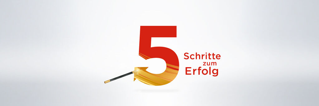 Fünf Schritte zum Erfolg mit einer Pfeilillustration