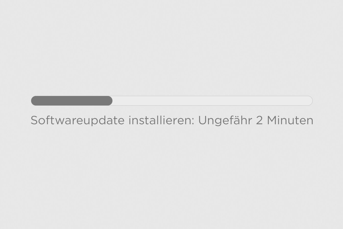 Fortschrittsanzeige für ein Softwareupdate, dauert etwa 2 Minuten.