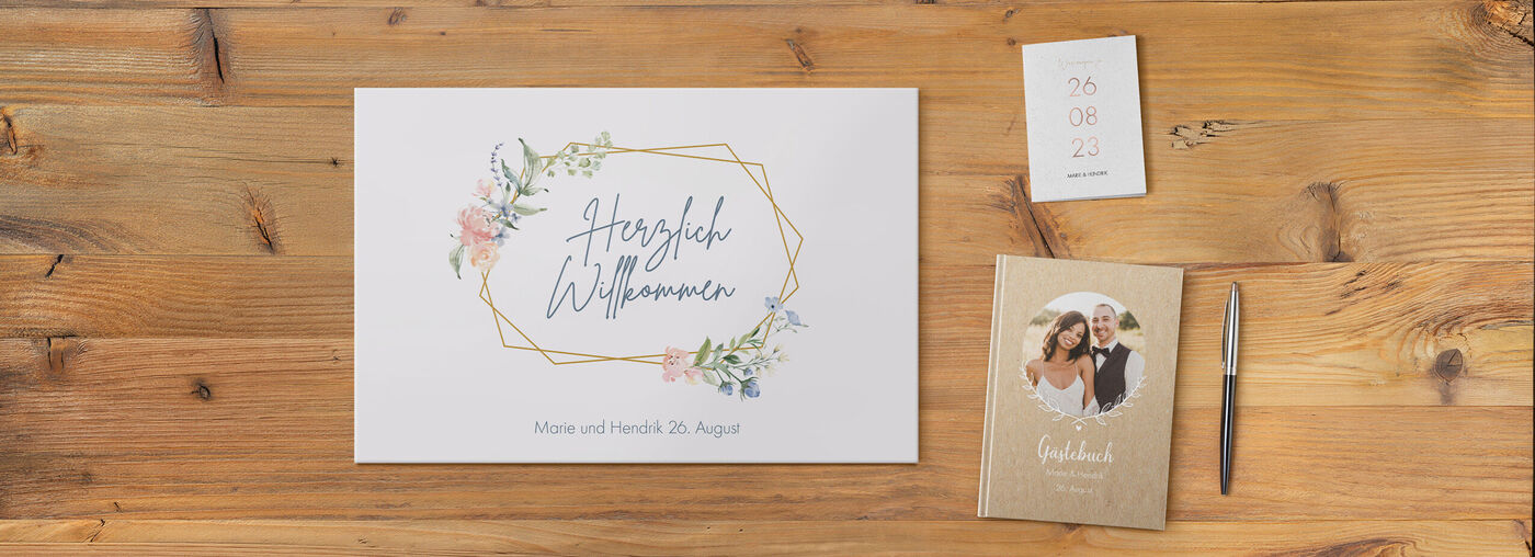Auswahl aus mehreren Produkten zur Hochzeit von Hendrik und Marie
