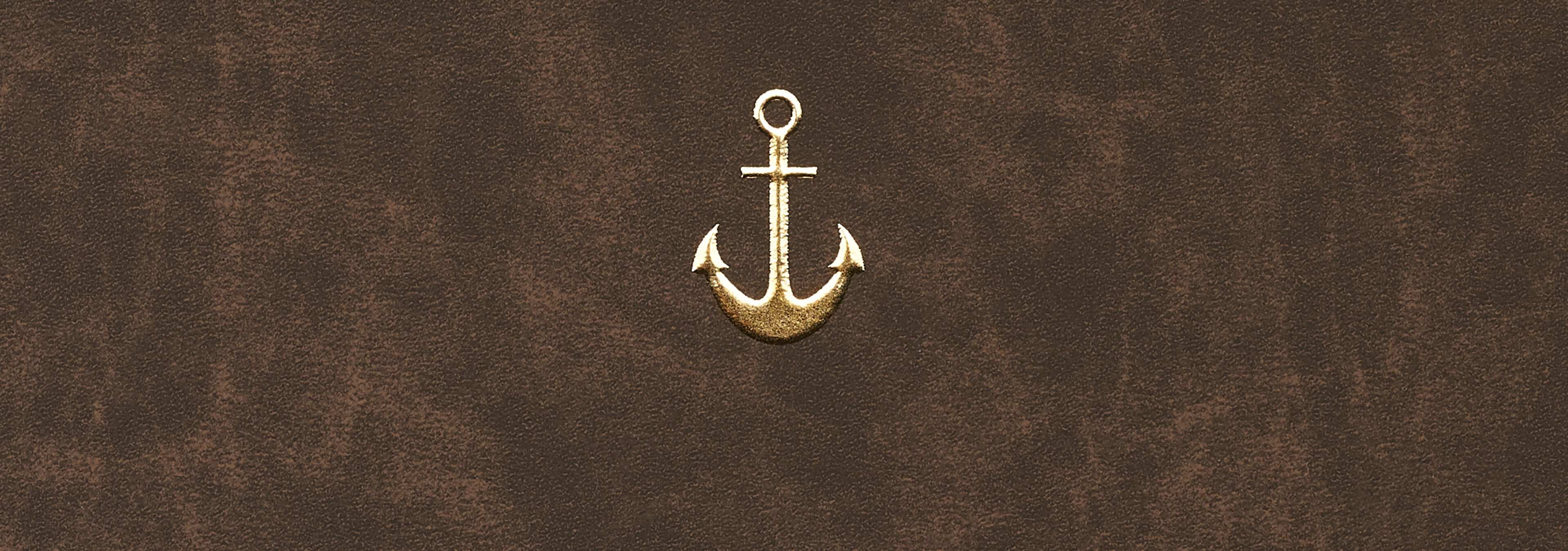 Ein goldener Anker auf einem braunen Hintergrund. Das Design strahlt maritime Freude aus und erinnert an Abenteuer am Meer.