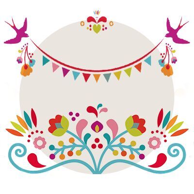 Bunte dekorative Illustration mit Blumen und Vögeln